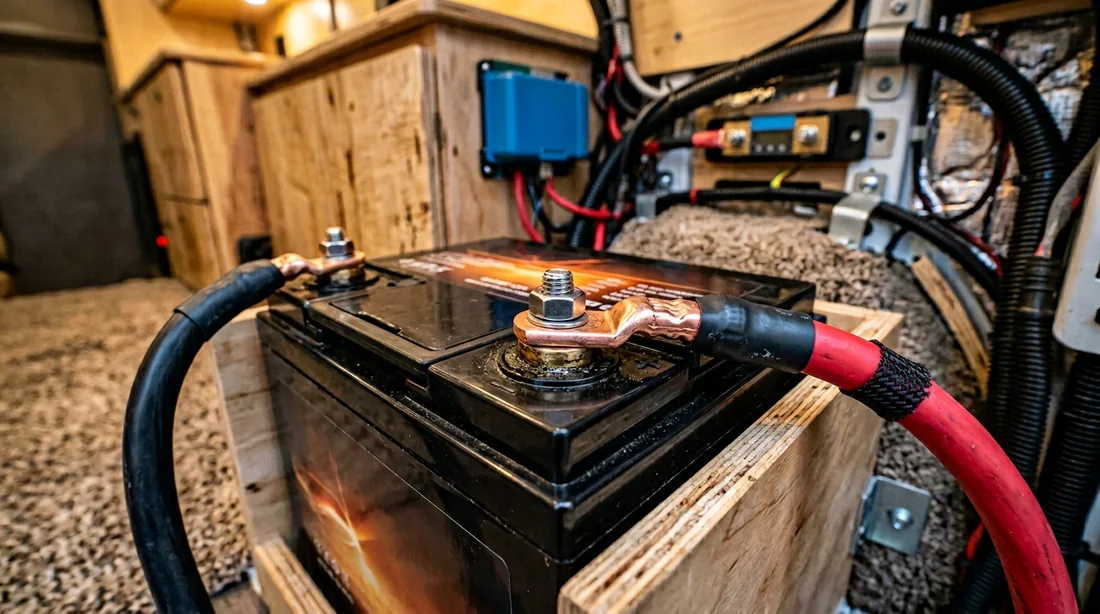 Connexion batterie à décharge lente dans un fourgon