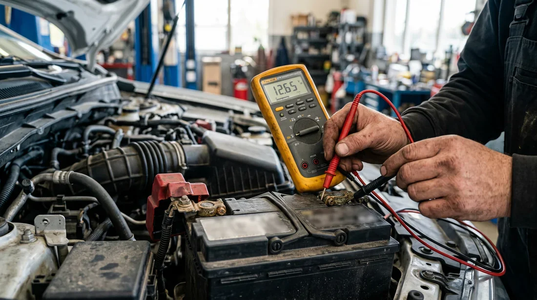 Vérification de la batterie de voiture avec un multimètre
