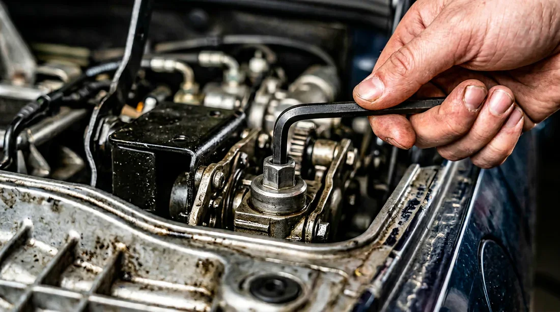 Utilisation d'une clé Allen pour débloquer manuellement le toit de la 307 CC