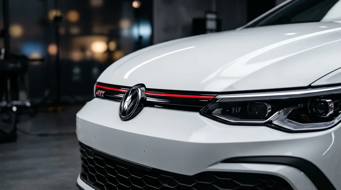 Détails esthétiques de la face avant de la Golf 8 GTI