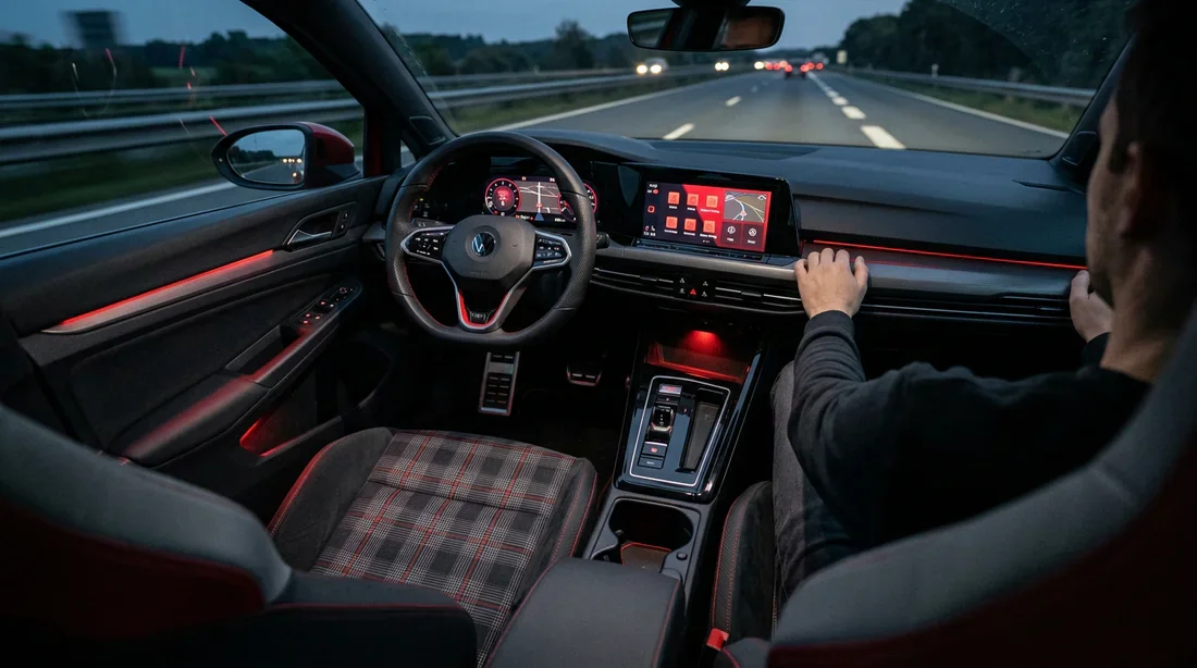 Intérieur moderne et sièges sport de la Golf 8 GTI