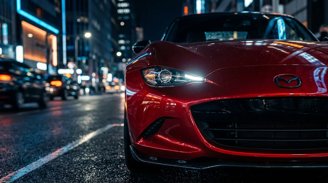 Le design tranchant de la Mazda MX-5 Détail de la face avant d'une Mazda MX-5 ND