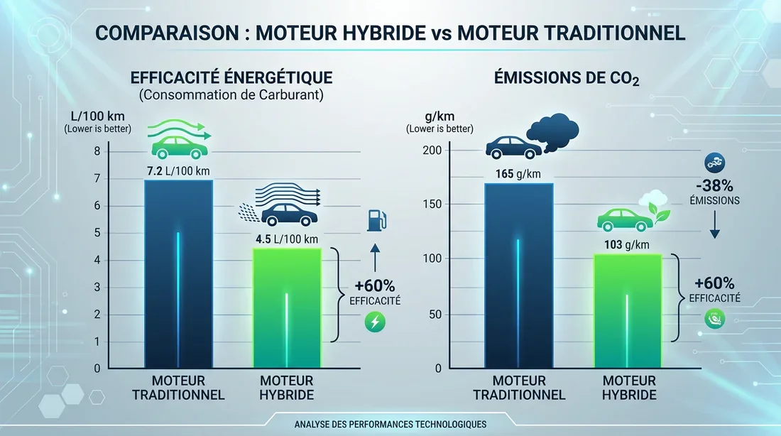 Infographie comparative consommation et émissions Golf 8 eHybrid