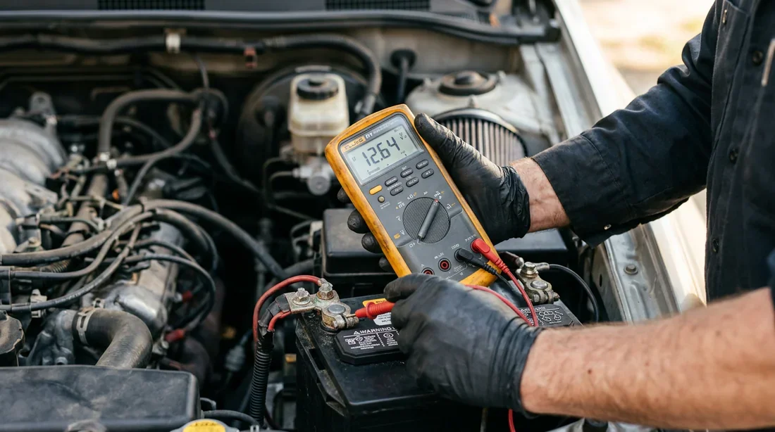 Test de tension batterie voiture avec multimètre
