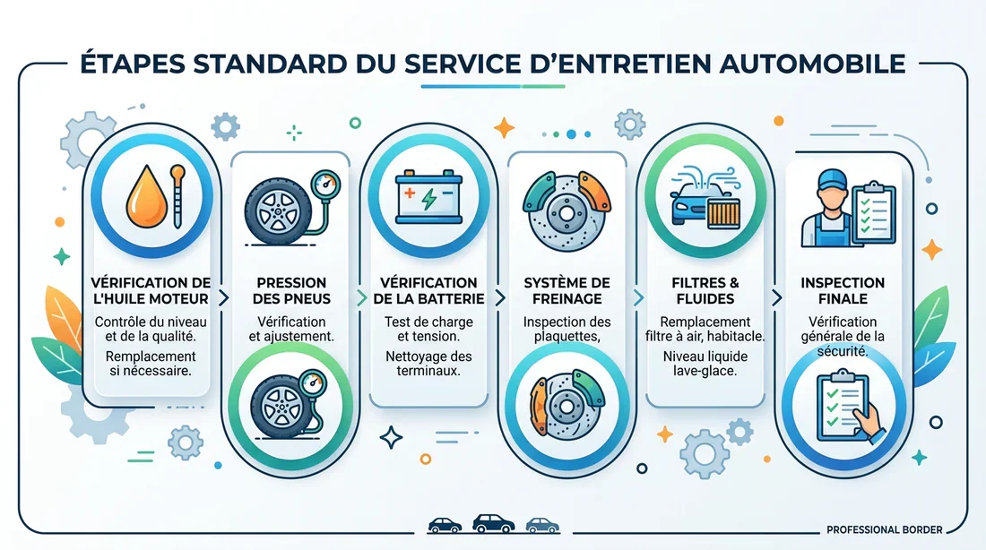 Infographie des étapes de révision automobile