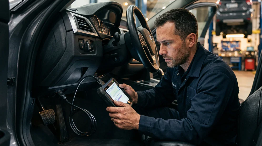 Diagnostic électronique d'une voiture d'occasion par un professionnel