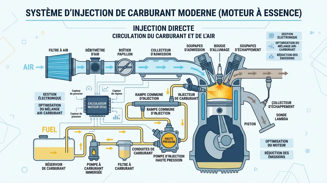Fonctionnement du système d'injection électronique Schéma du système d'injection moteur