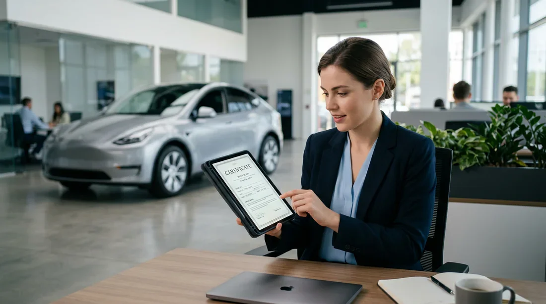 Consultation d'un document officiel sur tablette numérique Une personne consultant un certificat officiel sur tablette