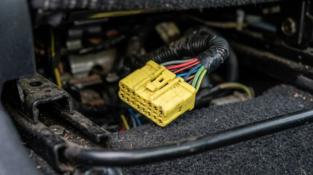 Connecteur jaune sous siège Peugeot 307