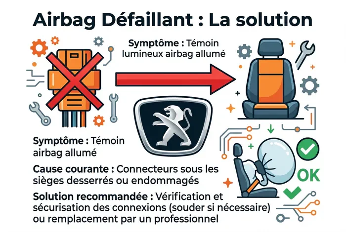 Infographie solution défaillance airbag Peugeot 307