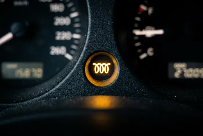 Voyant de préchauffage diesel allumé sur un tableau de bord de voiture