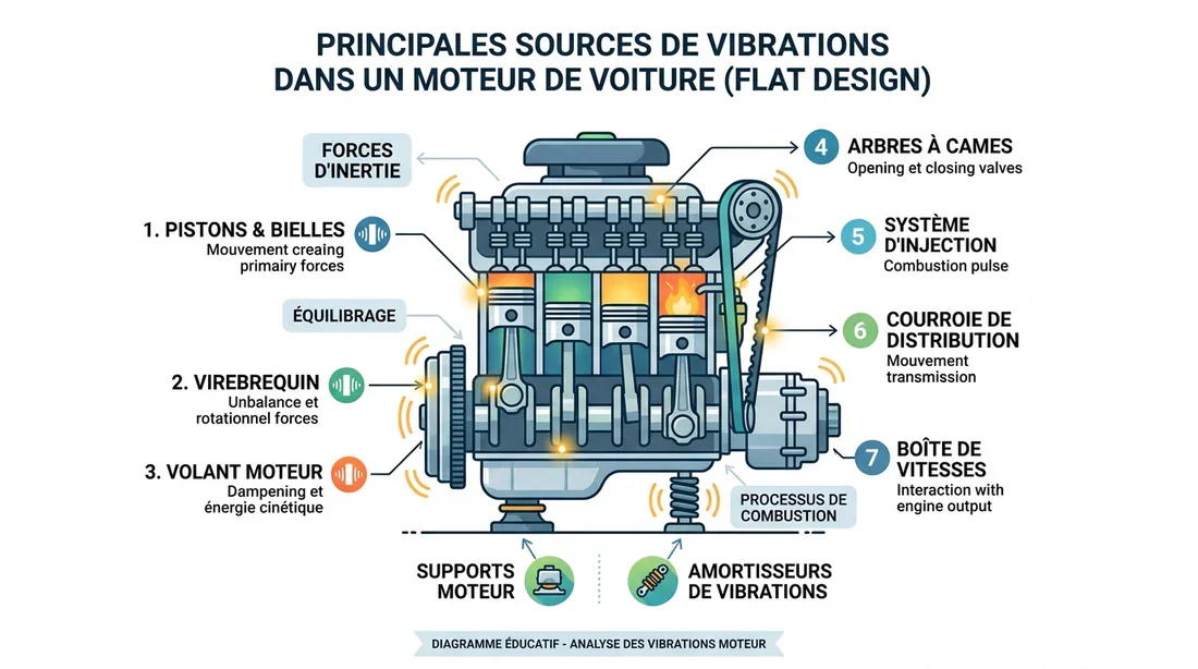 Schéma des causes de vibrations moteur
