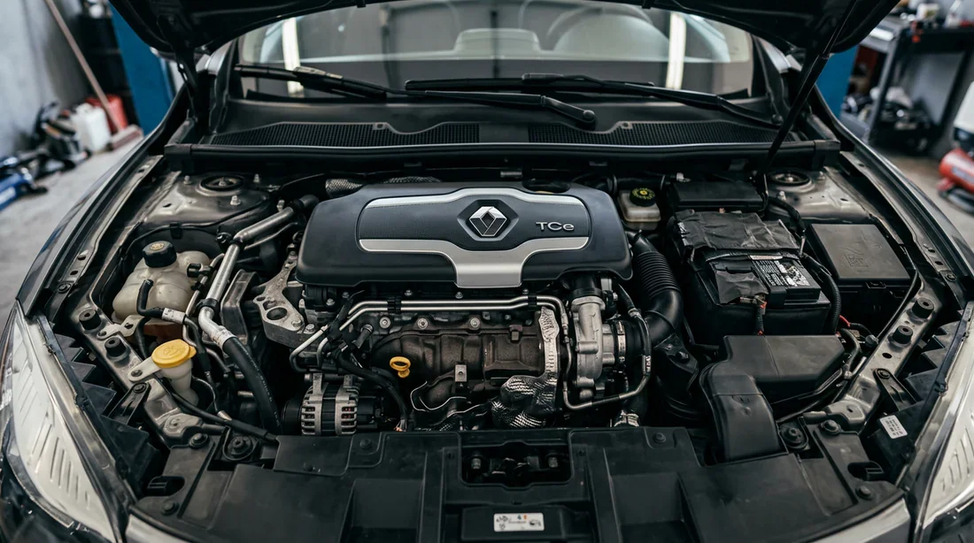 Compartiment moteur ouvert d'une Renault Mégane 3