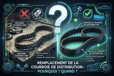Infographie illustrant l'usure de la courroie de distribution et le coût de réparation