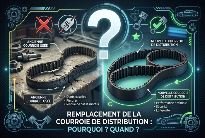 Infographie illustrant l'usure de la courroie de distribution et le coût de réparation