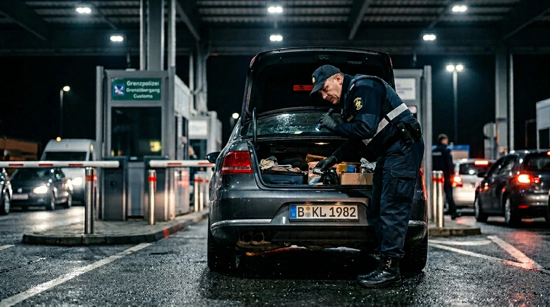 Contrôle douanier d'un véhicule à une frontière
