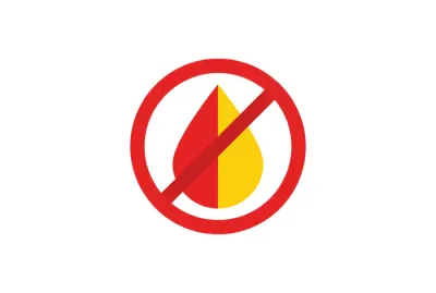 Icône vectorielle d'une goutte de carburant barrée par un symbole d'interdiction