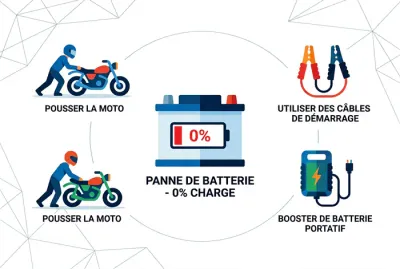 Infographie batterie de moto déchargée et solutions