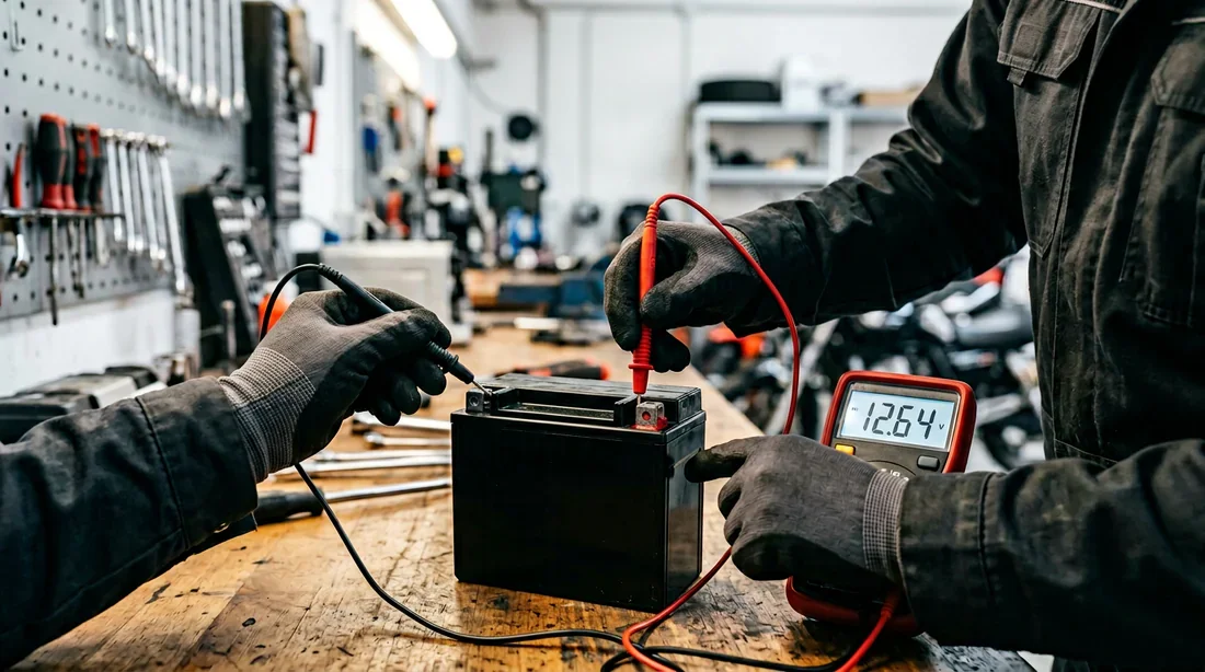 Utilisation d'un multimètre pour tester une batterie de moto