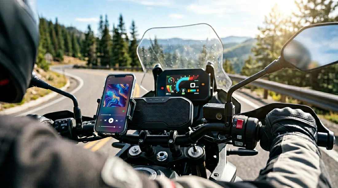 Système audio moto connecté en Bluetooth