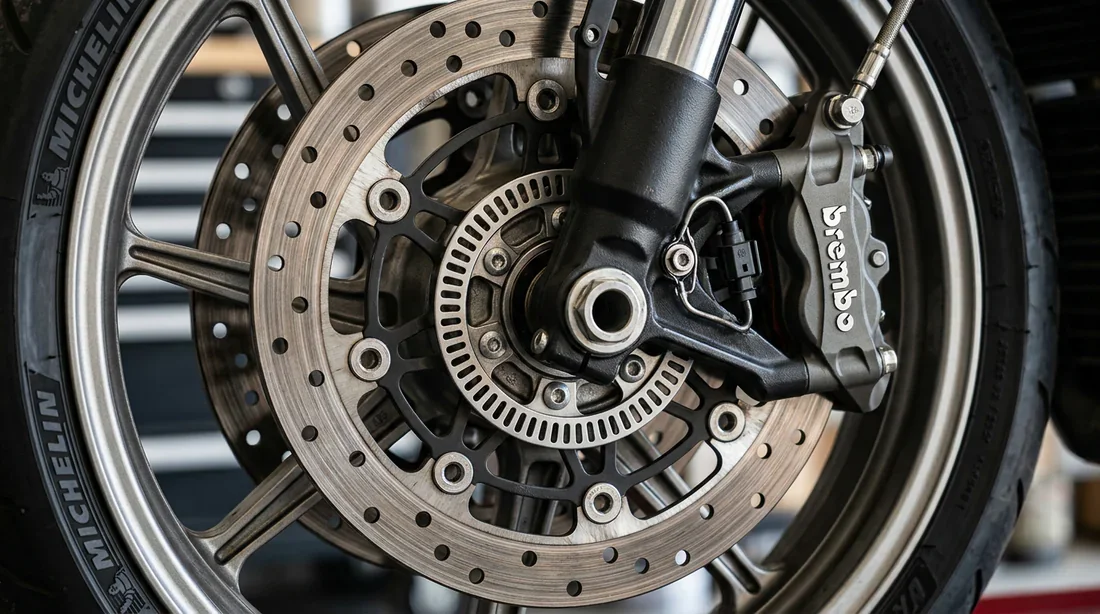 Détail technique du système de freinage ABS d'une moto 125