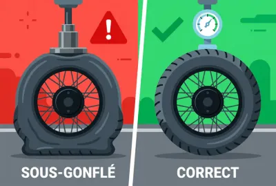 Comparaison pneu sous-gonflé et pneu bien gonflé pour 50cc