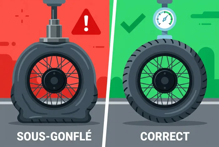 Comparaison pneu sous-gonflé et pneu bien gonflé pour 50cc