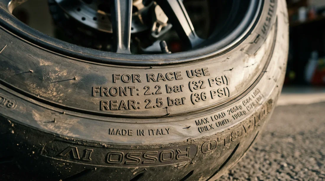 Où trouver la pression recommandée pour son pneu Lecture des recommandations de pression sur le pneu d'une moto